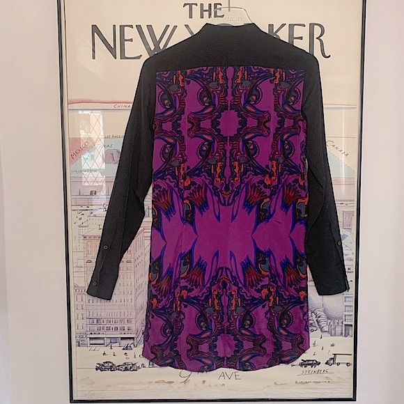Diesel Black Gold blouse|tunic in rich purple floral with black sleeves size 36 - Picture 2 of 9